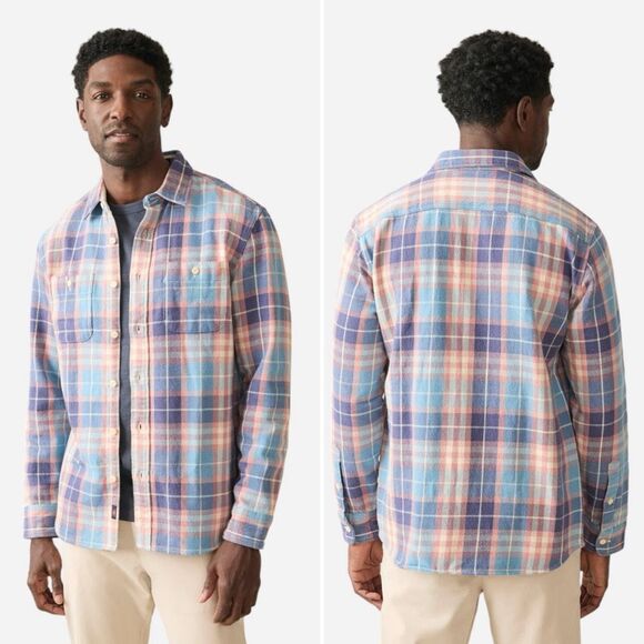 Faherty The Surf Flannel in Bristol Blue Size M - Picture 1 of 6